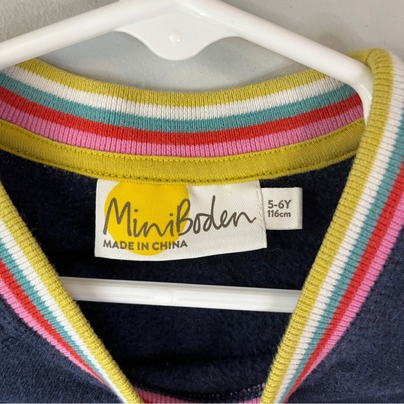 Mini Boden Navy Stripe crewneck Sweatshirt Dress - Picture 4 of 5